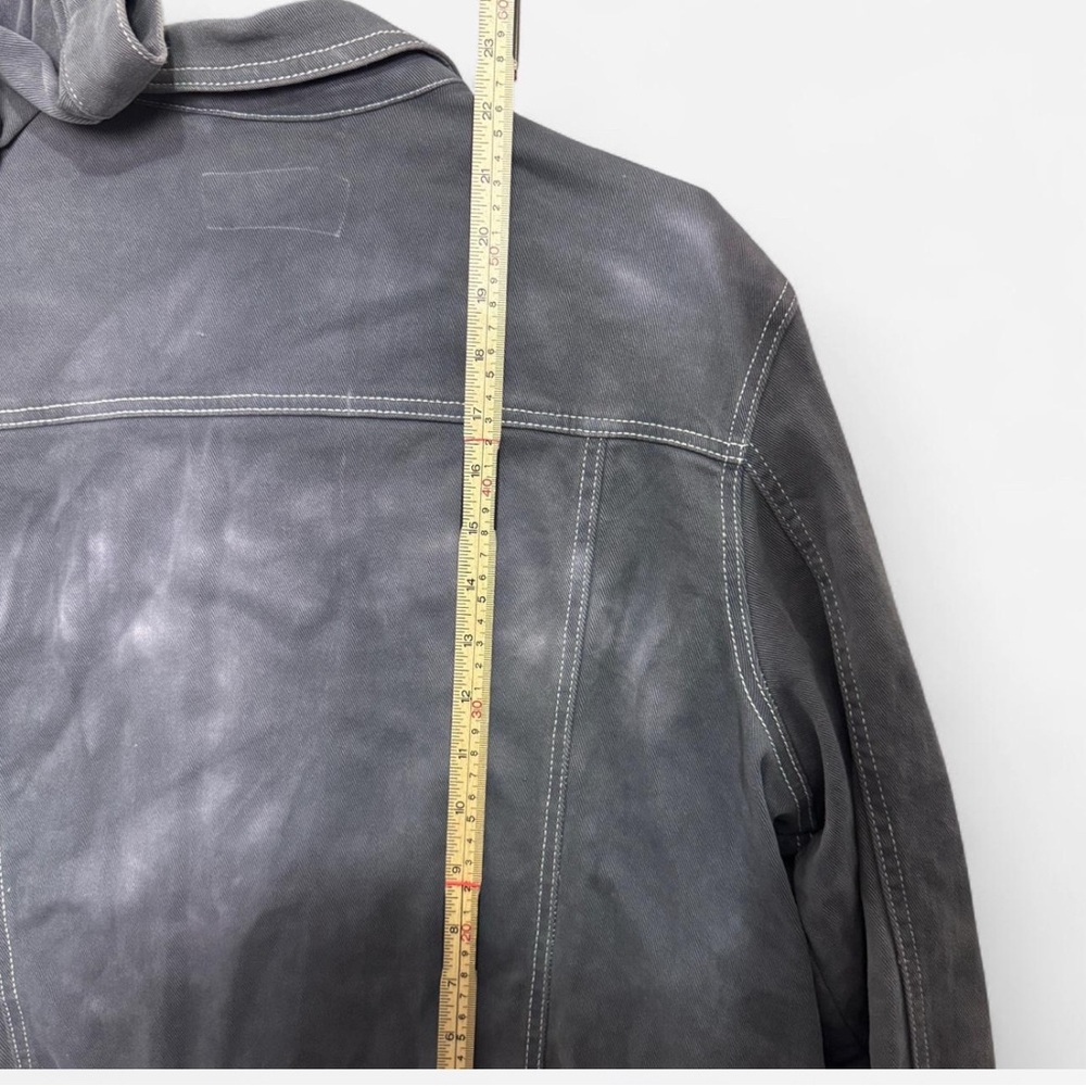 Y2K Goth Grunge Acid Wash Black Cotton Blend Streetwear Trucker Jacket XXL - Picture 5 of 10